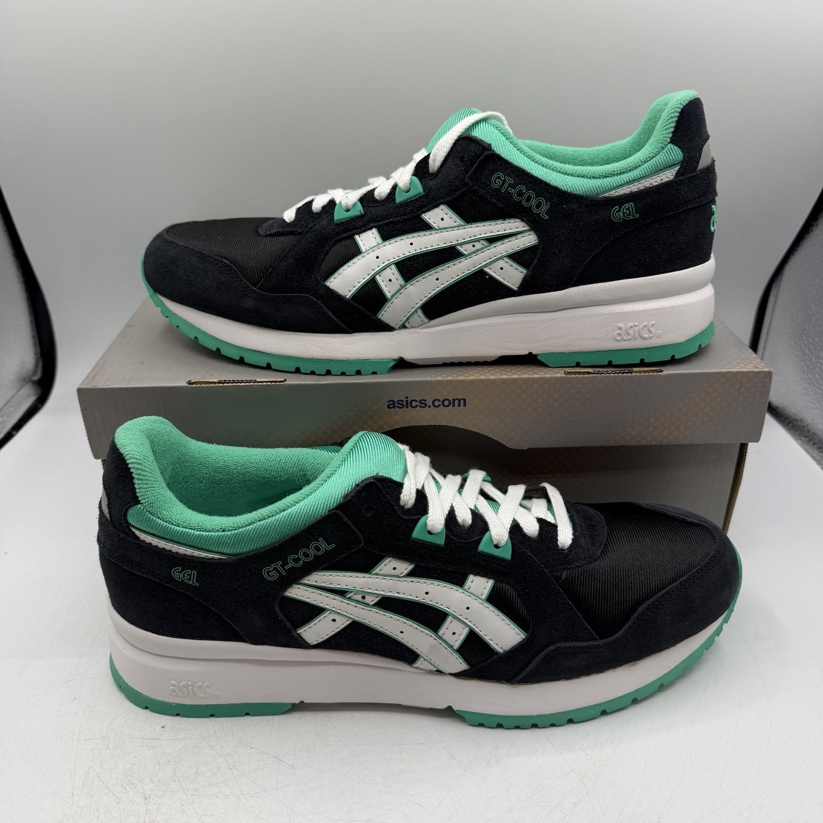 Asics Gt-Cool Running Shoes Mens Sz 10.5 Black/Mint Leaf Sneakers H402n 9067